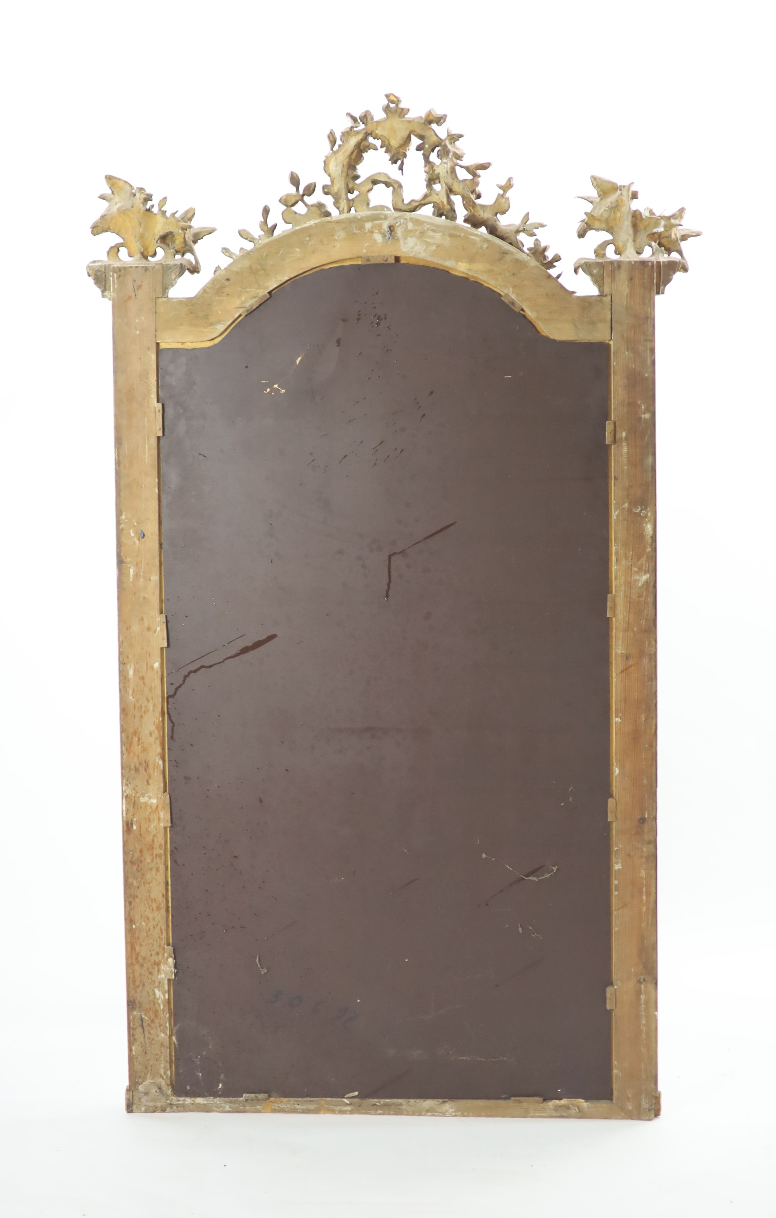 A late 19th century French gilt gesso overmantel W.122cm H.204cm